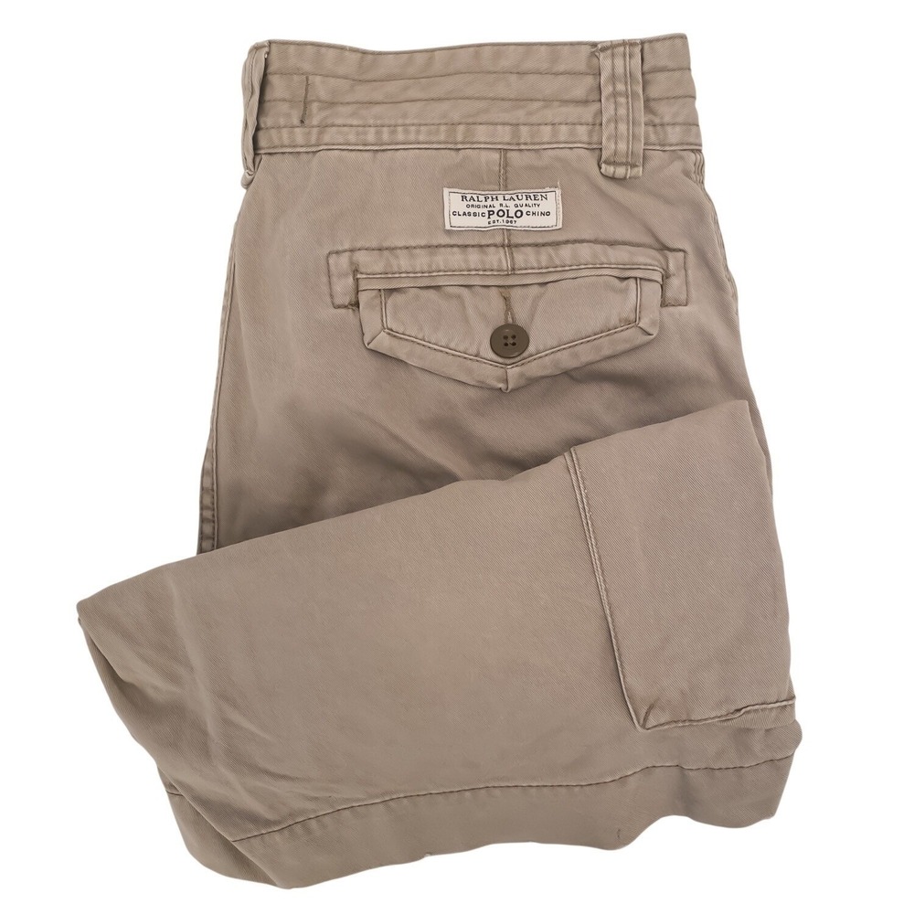 Polo Ralph Lauren Mens Cargo Shorts 32 Tan Classic Polo Chino Cotton FITS 31